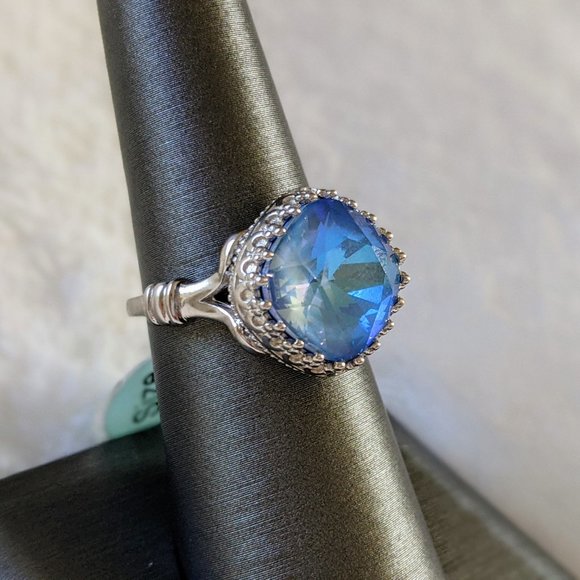NWT Ava Ro Sterling Silver Blue Swarovski Ring - Picture 2 of 5